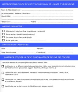Modèle autorisation photos résidents en EHPAD Modèle autorisation photos résidents en EHPAD